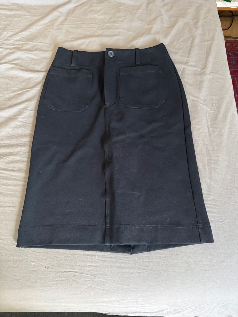 Anthropologie Black Pencil Skirt with Front Patch Pockets